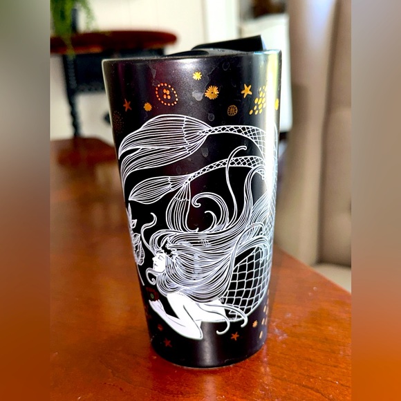 Starbucks | Kitchen | Starbucks 29 Black Mermaid Ceramic Traveler Tumbler  12 Fl Oz Limited Edition | Poshmark